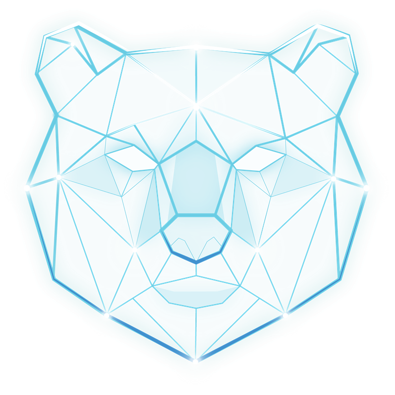 Arctos Media mark: geometric line-art polar bear head